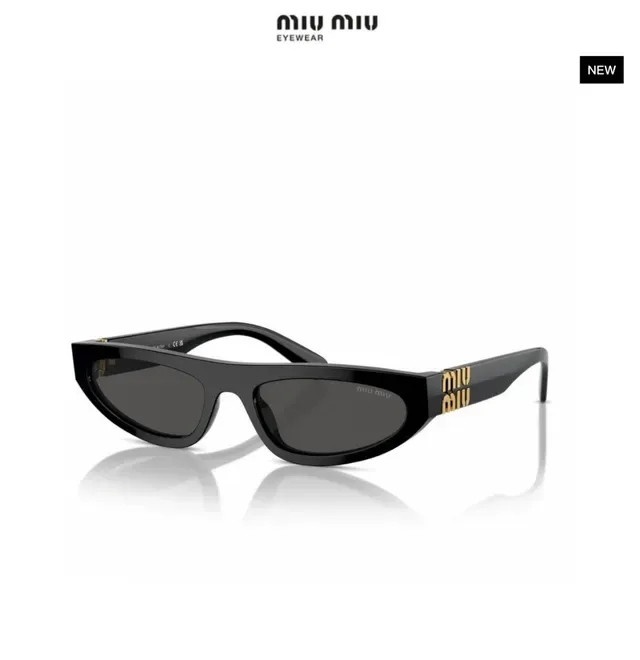Miu Miu نظارات شمسية ضيقة كات آي لامعة سوداء 2