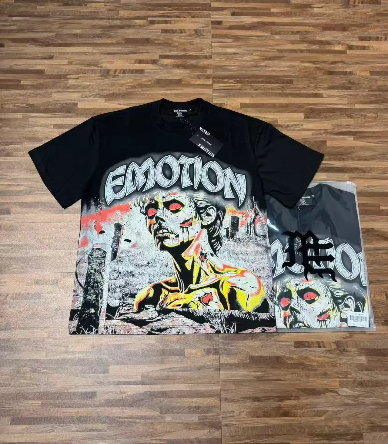 Mixed Emotion Emotion Zombie Graphic Print Black T-Shirt 3