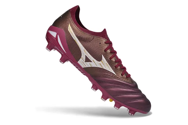 Mizuno Bordeaux Or Bas Lacets Matelassé Avant-Pied Terrain Ferme Chaussures de Football 2