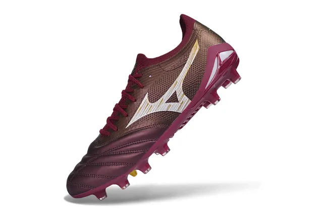 Mizuno Bordeaux Or Bas Lacets Matelassé Avant-Pied Terrain Ferme Chaussures de Football 3