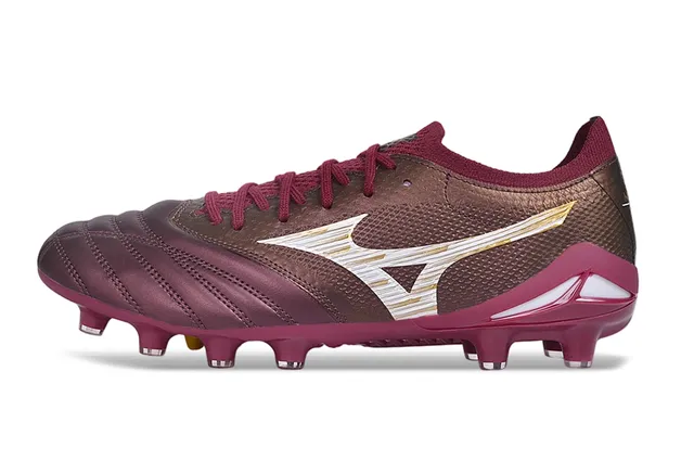 Mizuno Bordeaux Or Bas Lacets Matelassé Avant-Pied Terrain Ferme Chaussures de Football 7