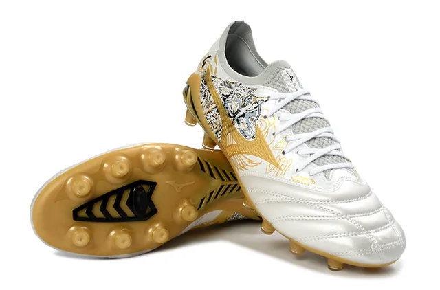 Mizuno Morelia Neo Wolf Illustration White Gold Firm-Ground Soccer Shoes 4