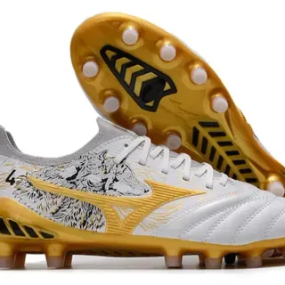 Mizuno White Gold Low-Cut Synthetic Upper Quilted Toe Box Firm-Ground Soccer Shoes