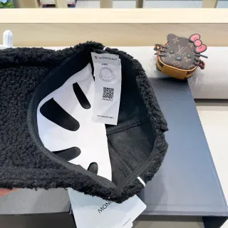 Moncler ZIND Shearling-Trimmed 黑色棒球帽