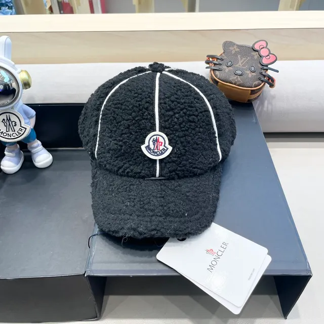 Moncler ZIND Shearling-Trimmed কালো বেসবল ক্যাপ 2