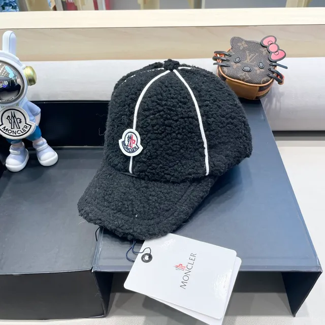 Moncler ZIND Shearling-Trimmed কালো বেসবল ক্যাপ 3