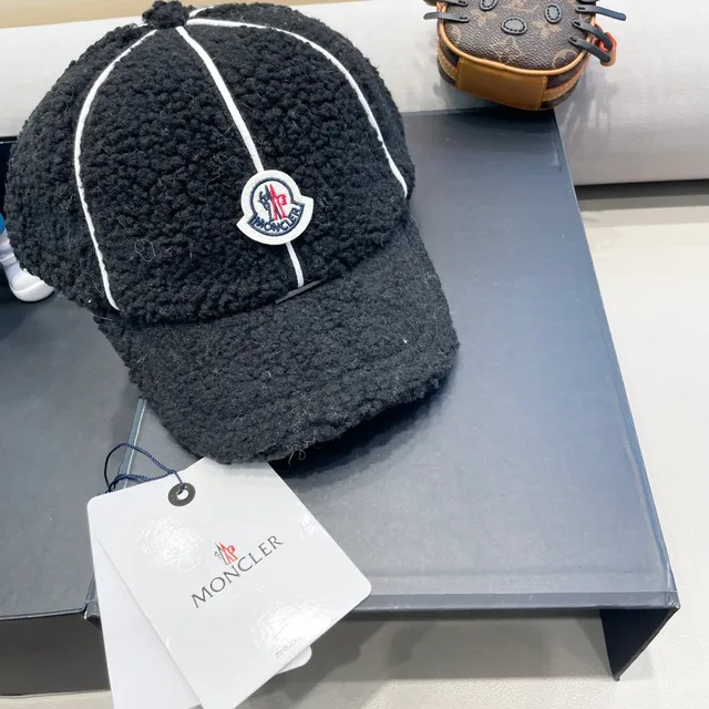 Moncler ZIND Shearling-Trimmed কালো বেসবল ক্যাপ 5