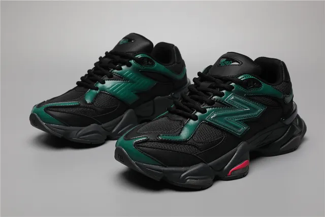 New Balance 9060 Sneakers Chunky pretos e verdes 5