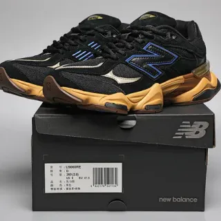 New Balance 9060 Preto e Mostarda Amarela Tênis Chunky