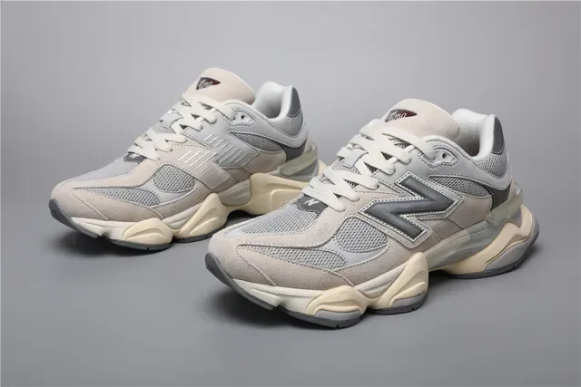 New Balance Tênis Lifestyle Bege Cinza Solado Intermediário Camadas Malha E Camurça 5