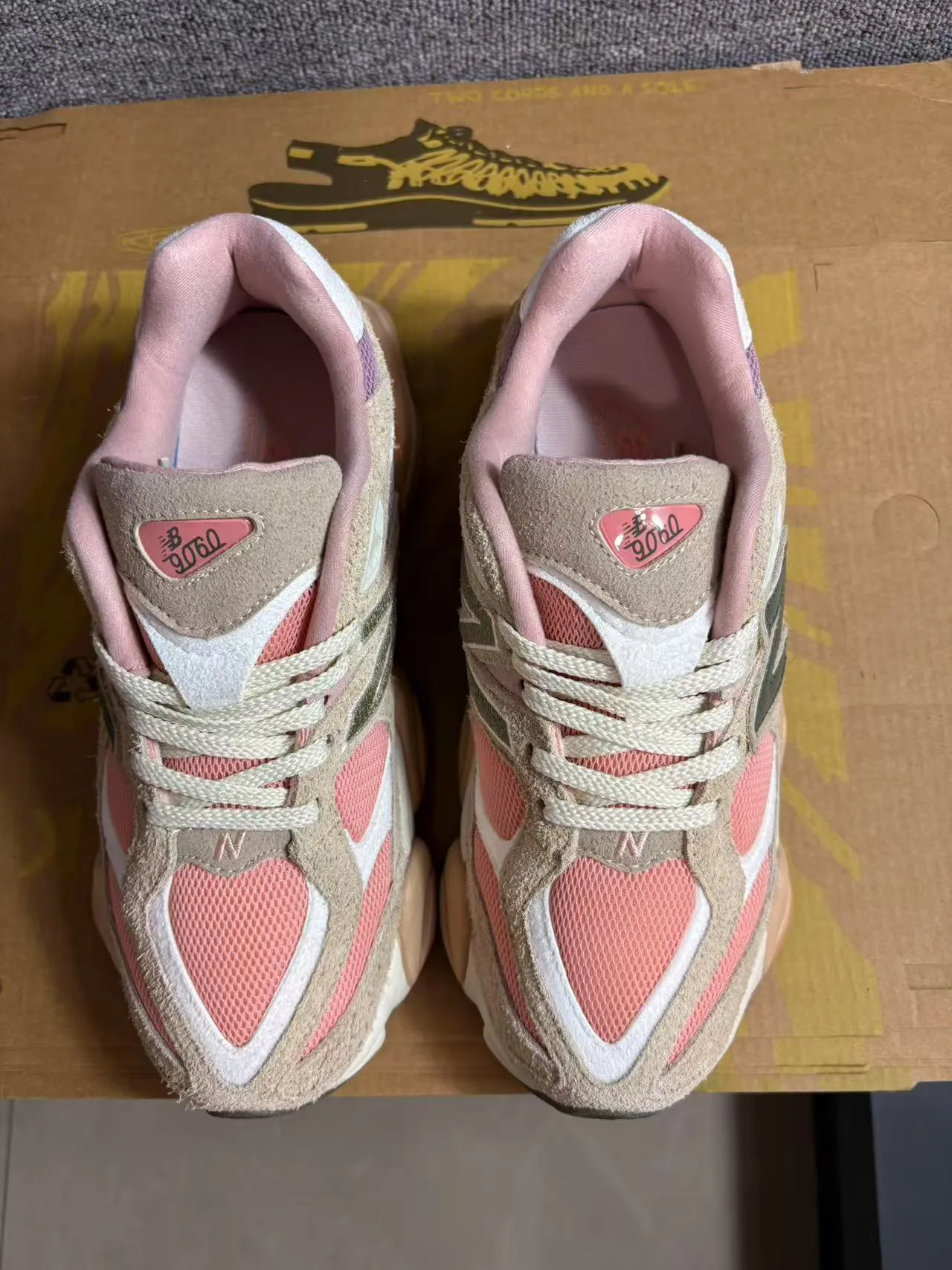 New Balance Beige Pink Layered Sole Mixed Mesh And Suede Upper Chunky Sneakers 3