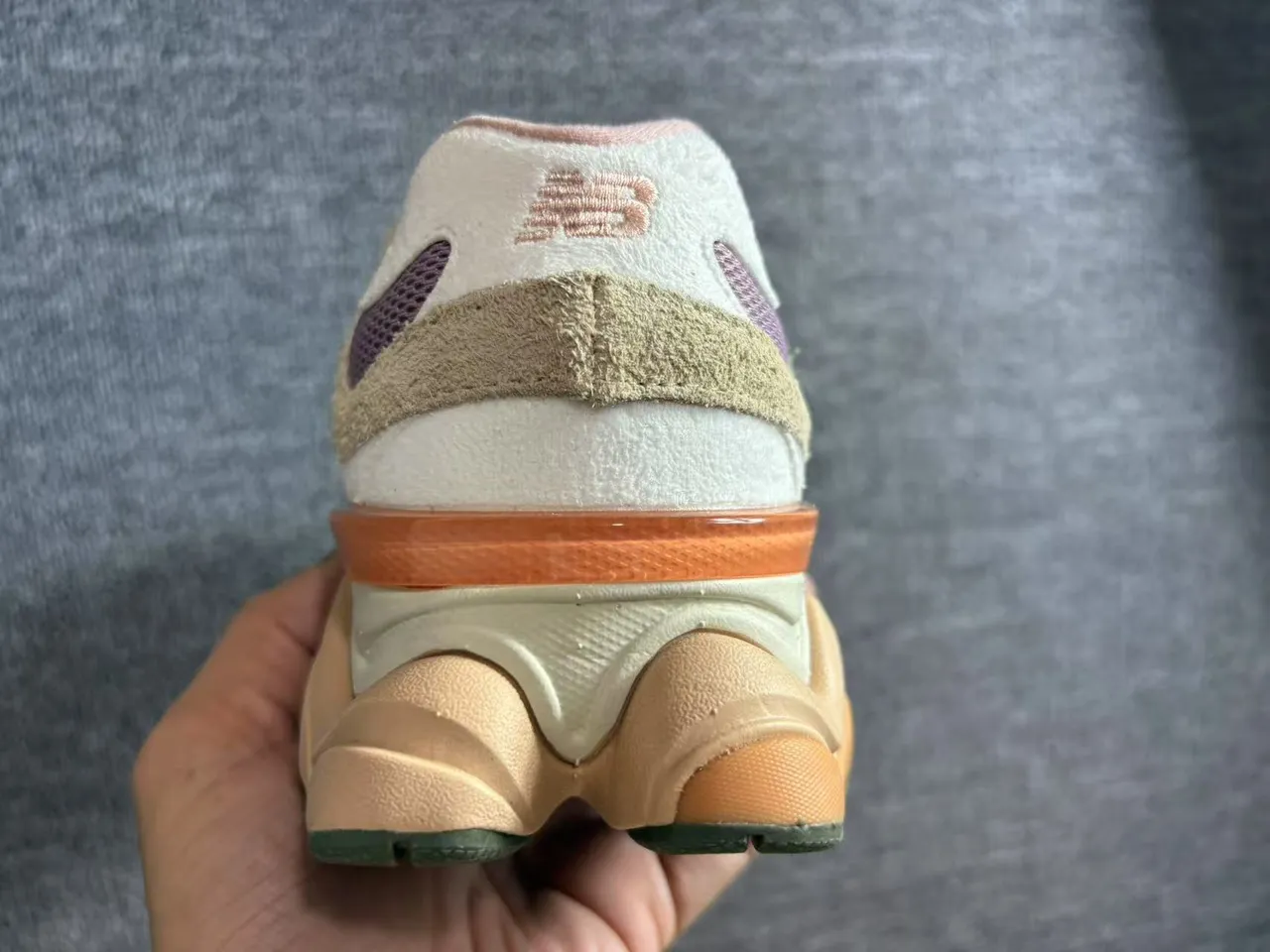 New Balance Beige Pink Layered Sole Mixed Mesh And Suede Upper Chunky Sneakers 4