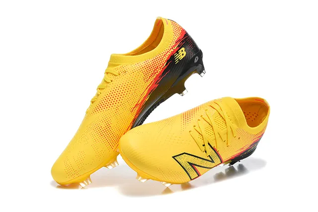 New Balance Furon Amarelo Preto Baixo Corte Upper Sintético Clavos Agressivos Solo Firme Sapatos de Futebol 2