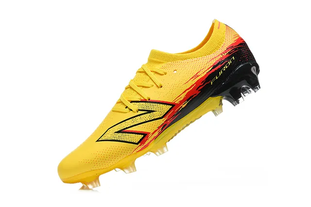 New Balance Furon Amarelo Preto Baixo Corte Upper Sintético Clavos Agressivos Solo Firme Sapatos de Futebol 4