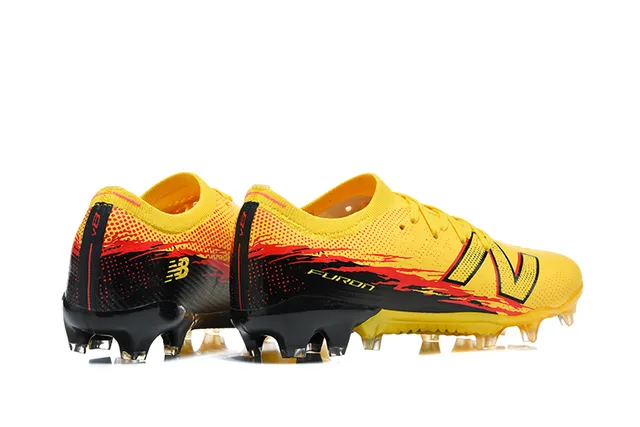 New Balance Furon Amarelo Preto Baixo Corte Upper Sintético Clavos Agressivos Solo Firme Sapatos de Futebol 5