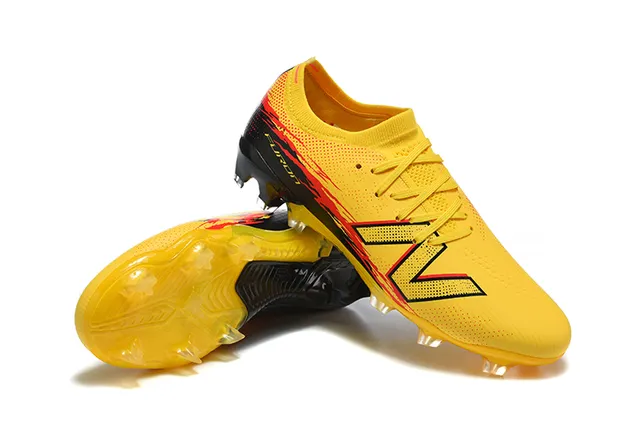 New Balance Furon Amarelo Preto Baixo Corte Upper Sintético Clavos Agressivos Solo Firme Sapatos de Futebol 7