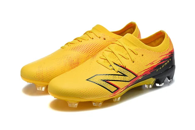 New Balance Furon Amarelo Preto Baixo Corte Upper Sintético Clavos Agressivos Solo Firme Sapatos de Futebol 8