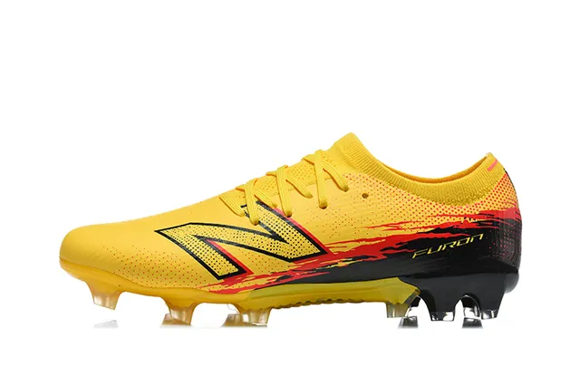 New Balance Furon Amarelo Preto Baixo Corte Upper Sintético Clavos Agressivos Solo Firme Sapatos de Futebol 10