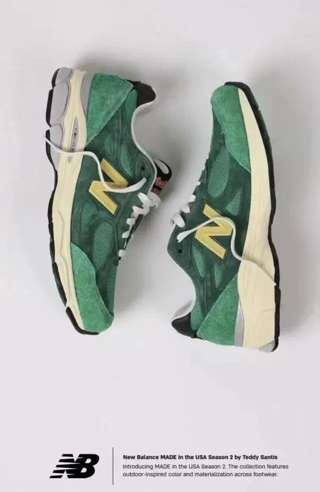 New Balance أخضر أصفر شبكة و سويد أبو علو ENCAP وسط الكعب حذاء أسلوب حياة 4