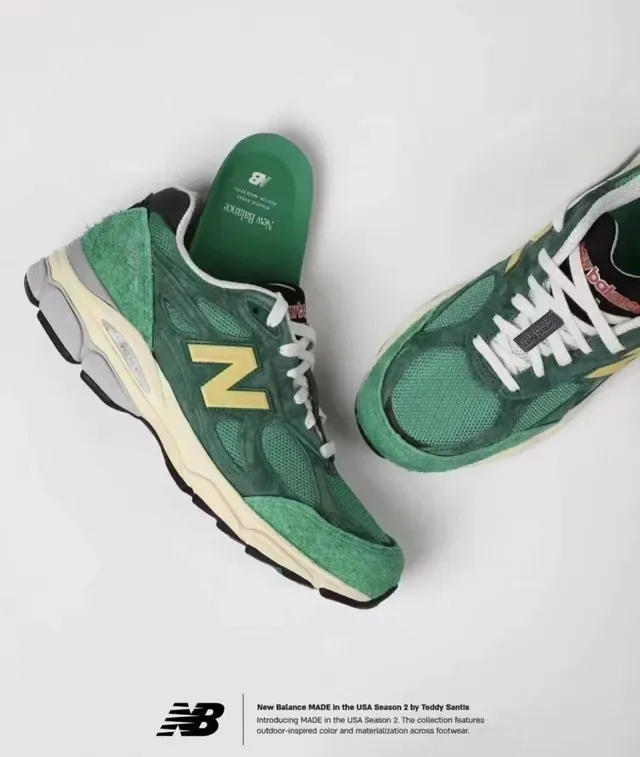 New Balance أخضر أصفر شبكة و سويد أبو علو ENCAP وسط الكعب حذاء أسلوب حياة 5