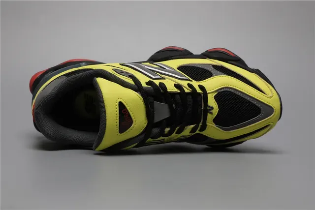 New Balance أصفر أسود كعب سميك شبك وطبقة اصطناعية حذاء أسلوب حياة 7