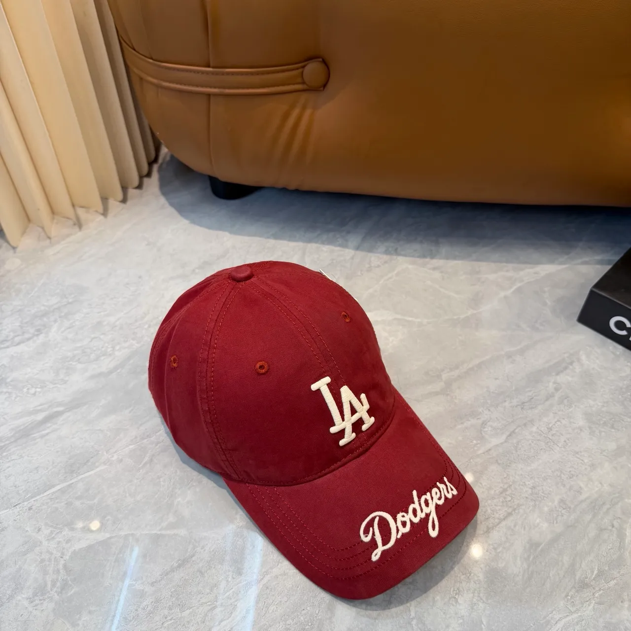 New Era 酒红白立体六面板刺绣标志棒球帽 4
