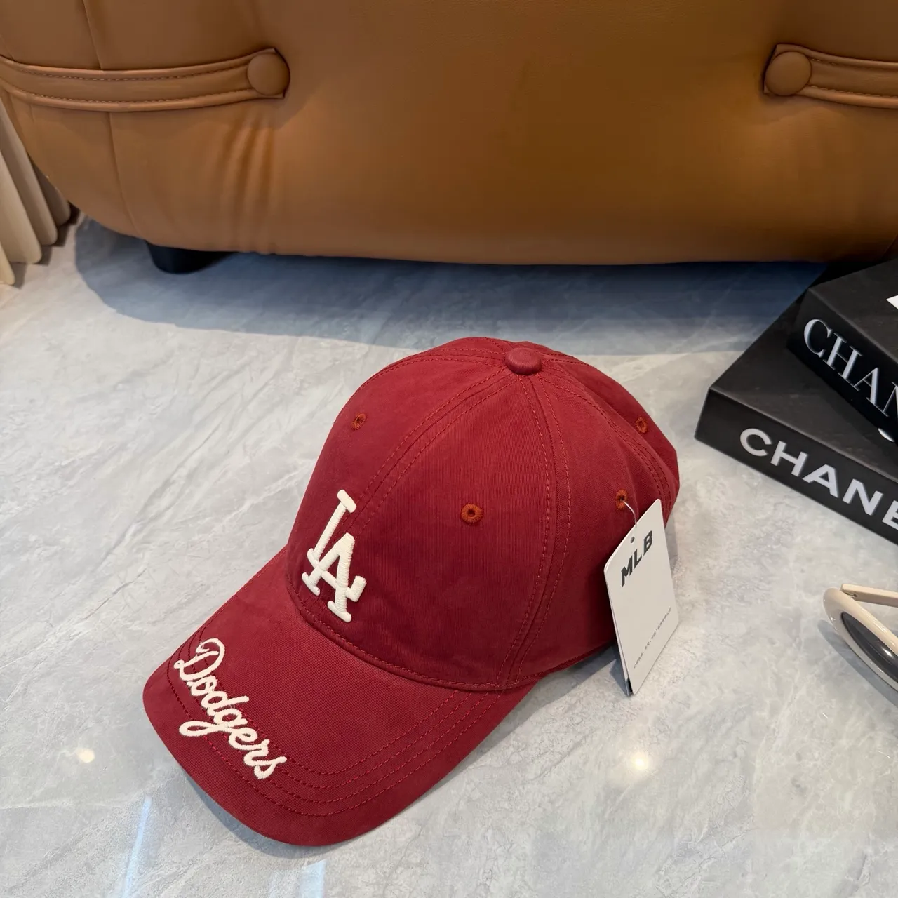 New Era 酒红白立体六面板刺绣标志棒球帽 5