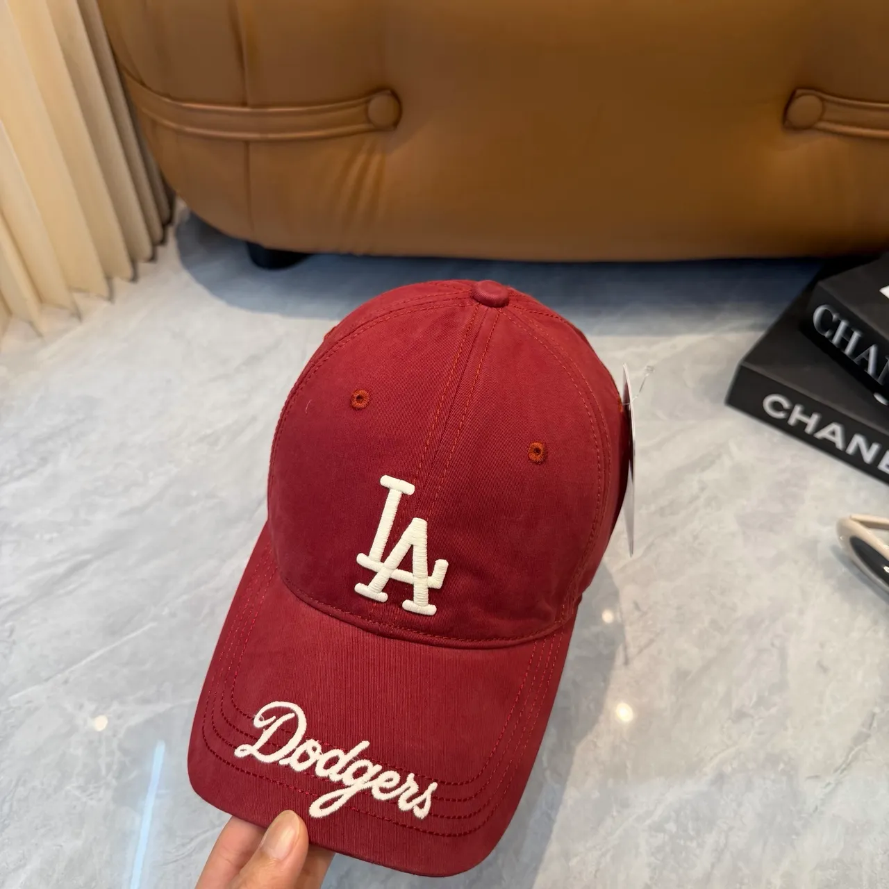 New Era 酒红白立体六面板刺绣标志棒球帽 9