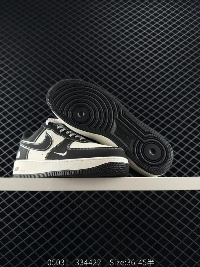 Nike Air Force 1 Black and Off-White Lifestyle Sneakers 5