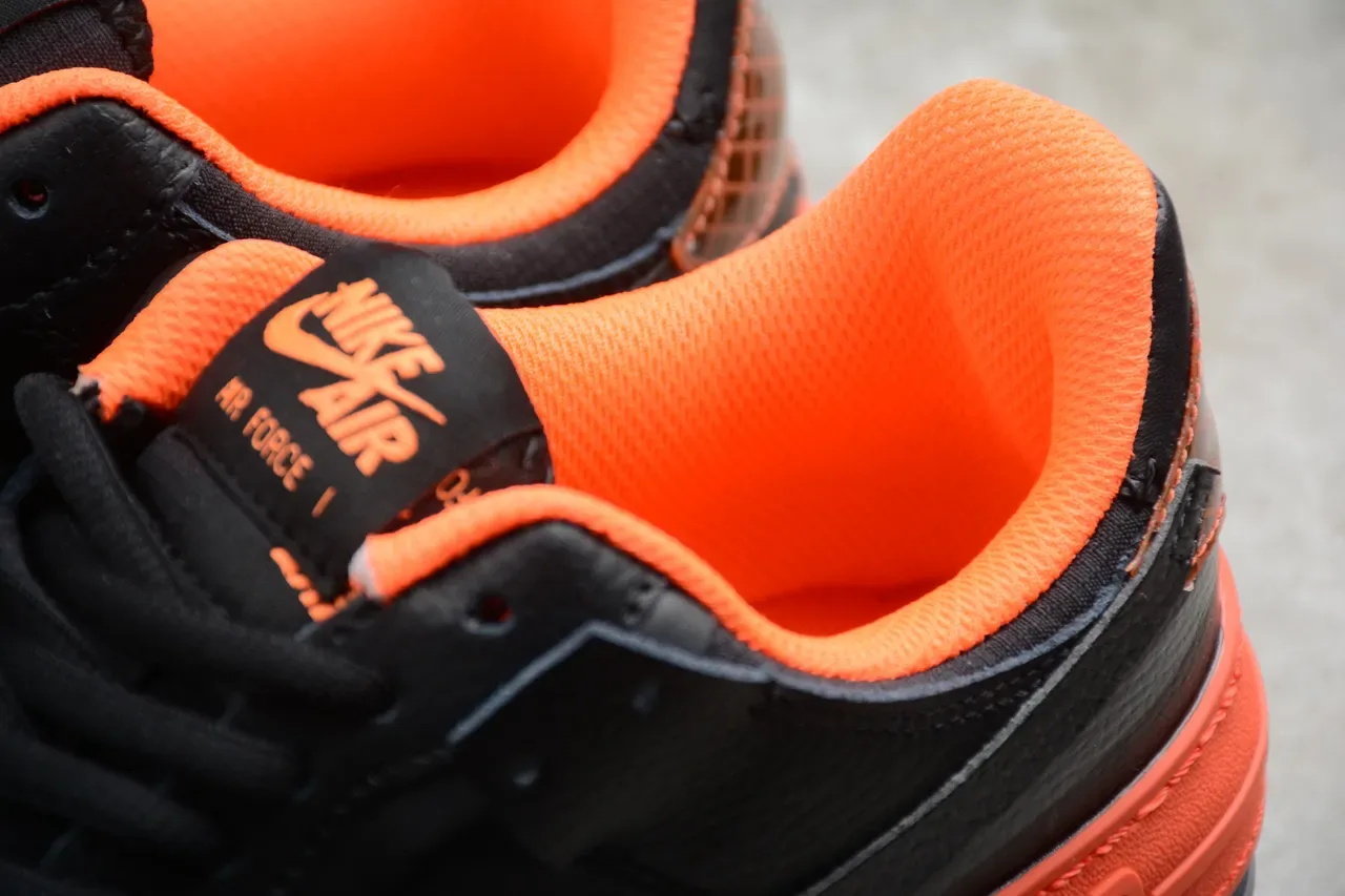Nike Air Force 1 Platform Black Orange Lifestyle Sneakers 12