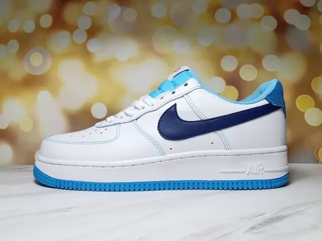 Nike Air Force 1 White and Royal Blue Lifestyle Sneakers 7