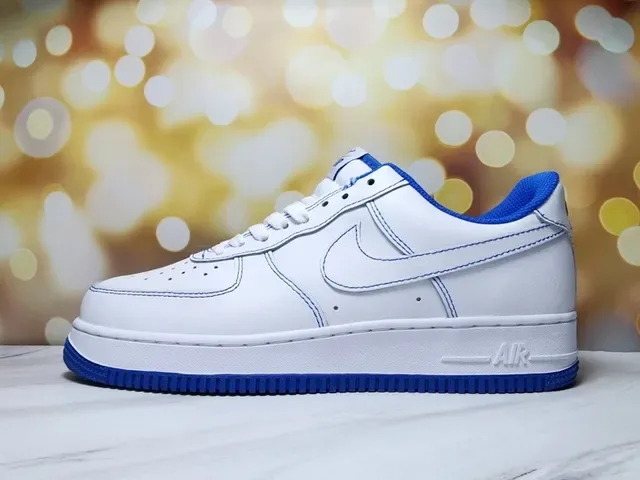 Nike Air Force 1 White and Royal Blue Lifestyle Sneakers 15