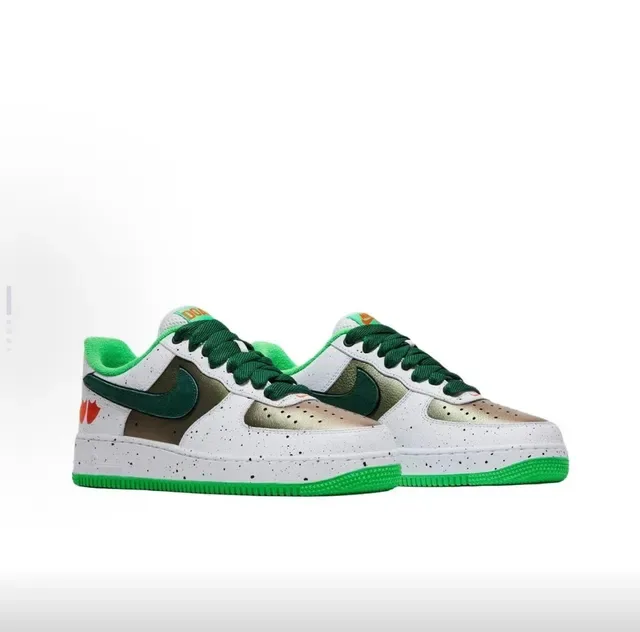 Nike Air Force 1 সাদা সবুজ স্পেকলড আপার রাবার সোল লাইফস্টাইল স্নিকার্স 2