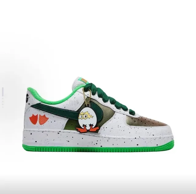 Nike Air Force 1 সাদা সবুজ স্পেকলড আপার রাবার সোল লাইফস্টাইল স্নিকার্স 3