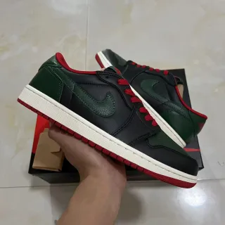 Nike Air Jordan 1 Negro Verde Oscuro Rojo Zapatos de Baloncesto