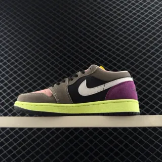 Nike Air Jordan 1 Low Black Gray Pink Purple Neon Green حذاء رياضي نمط حياة