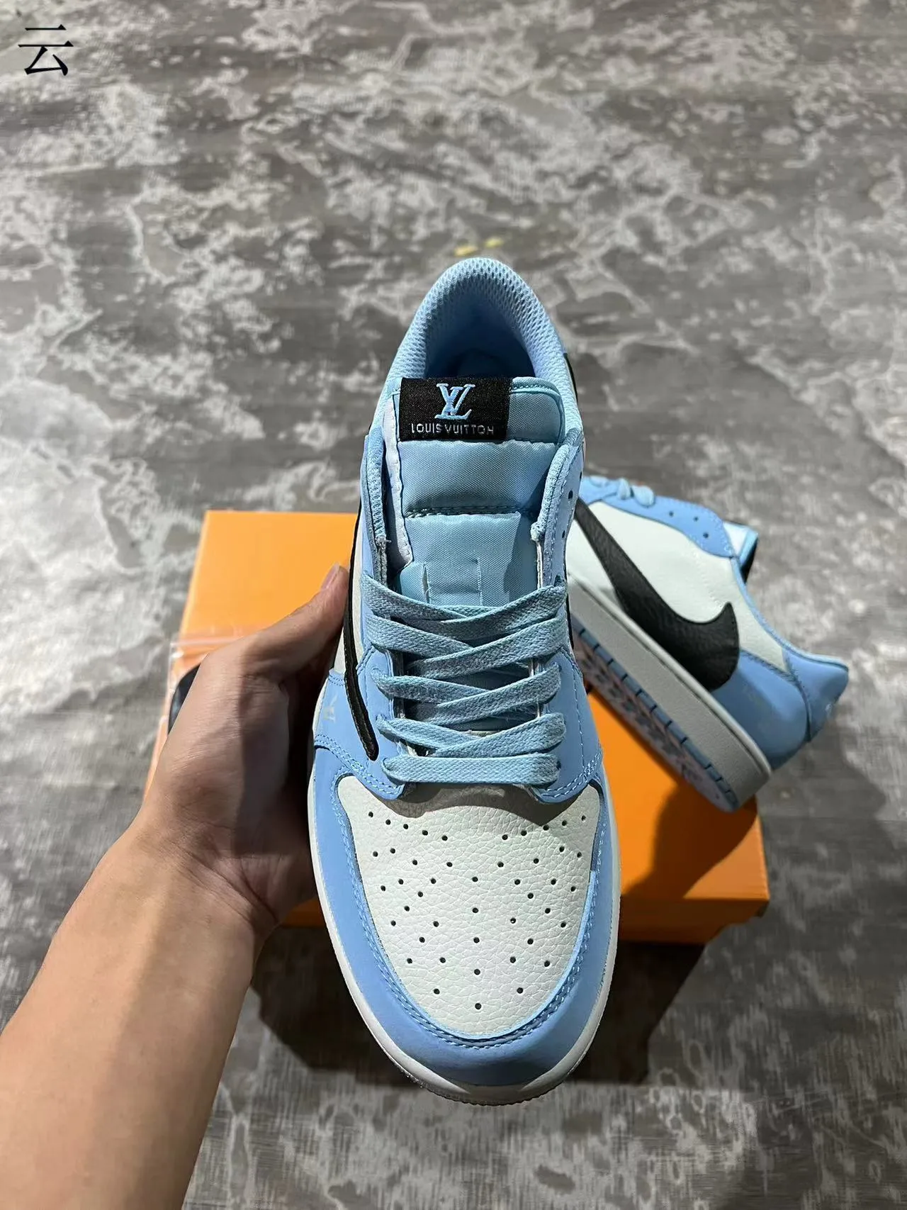 Nike Air Jordan 1 Low Light Blue and White Lifestyle Sneakers 3