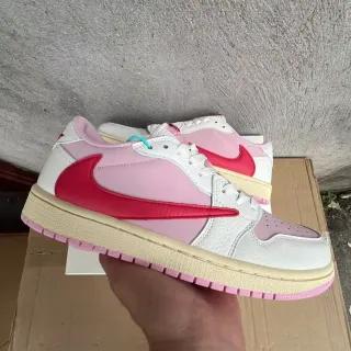 Nike Air Jordan 1 Low وردي وأحمر حذاء رياضي أسلوب حياة