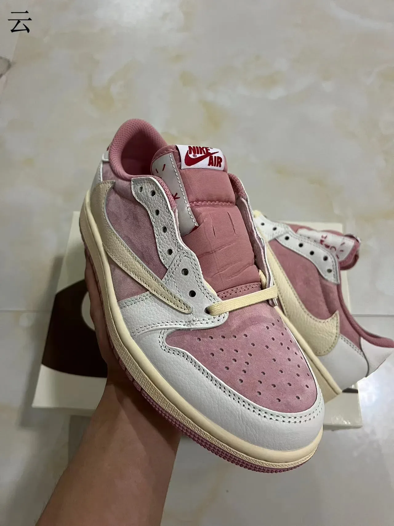 Nike Air Jordan 1 Low Pink and White Lifestyle Sneakers 3