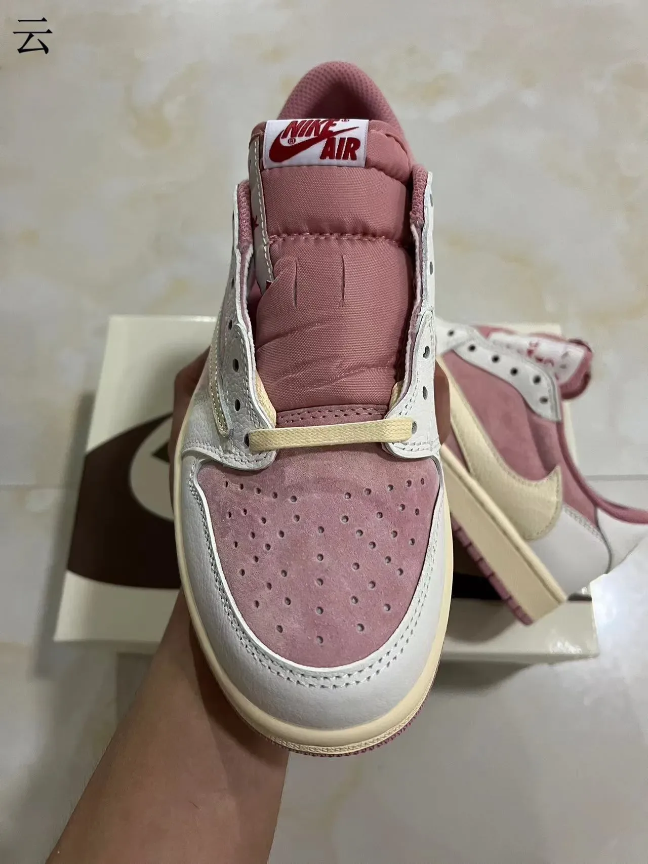 Nike Air Jordan 1 Low Pink and White Lifestyle Sneakers 4