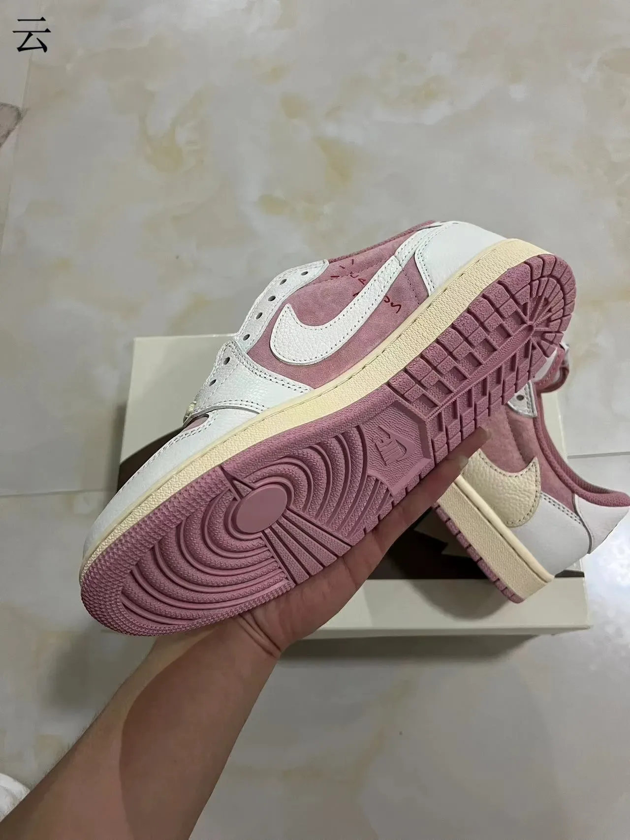 Nike Air Jordan 1 Low Pink and White Lifestyle Sneakers 7