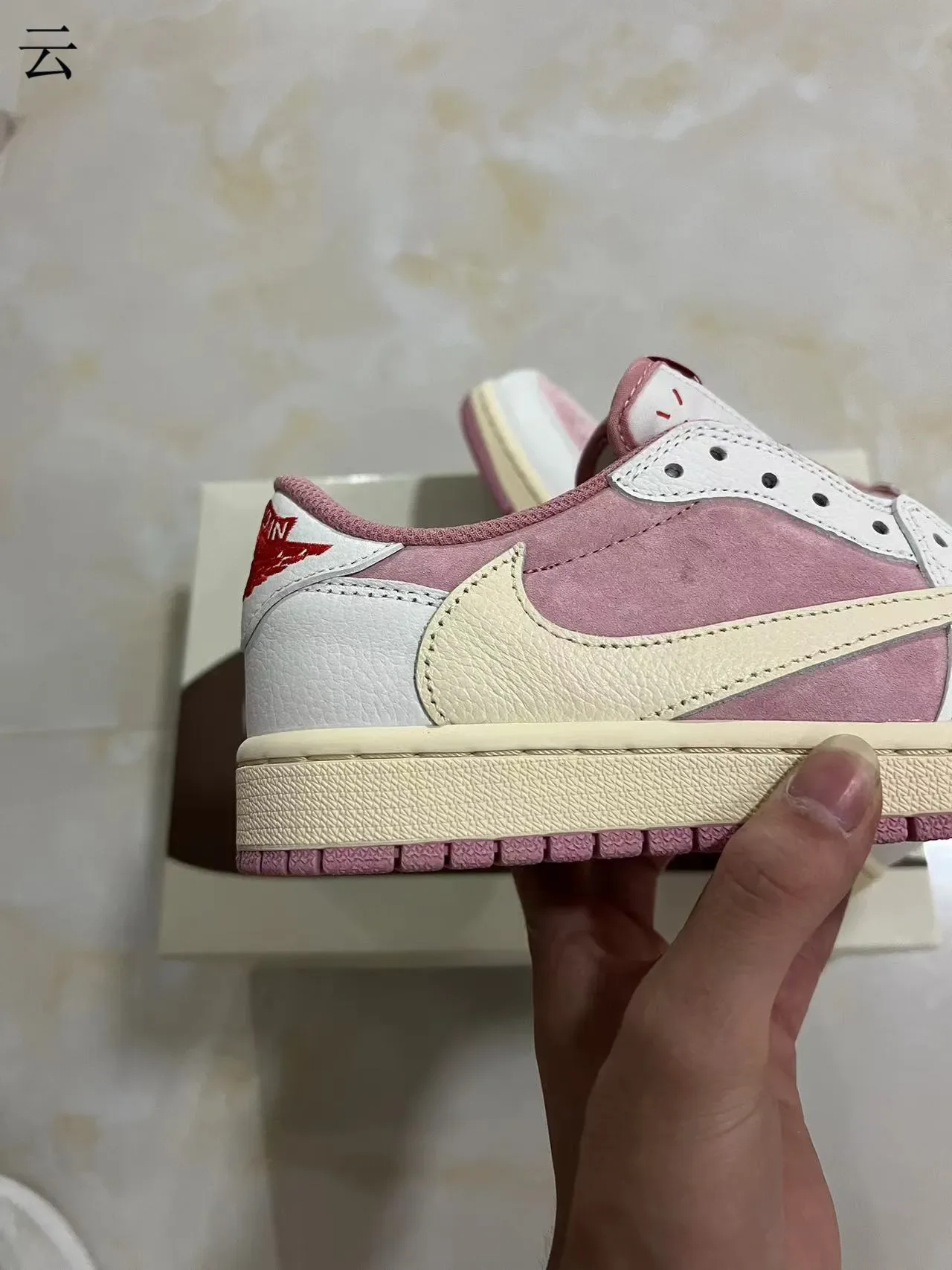 Nike Air Jordan 1 Low Pink and White Lifestyle Sneakers 8