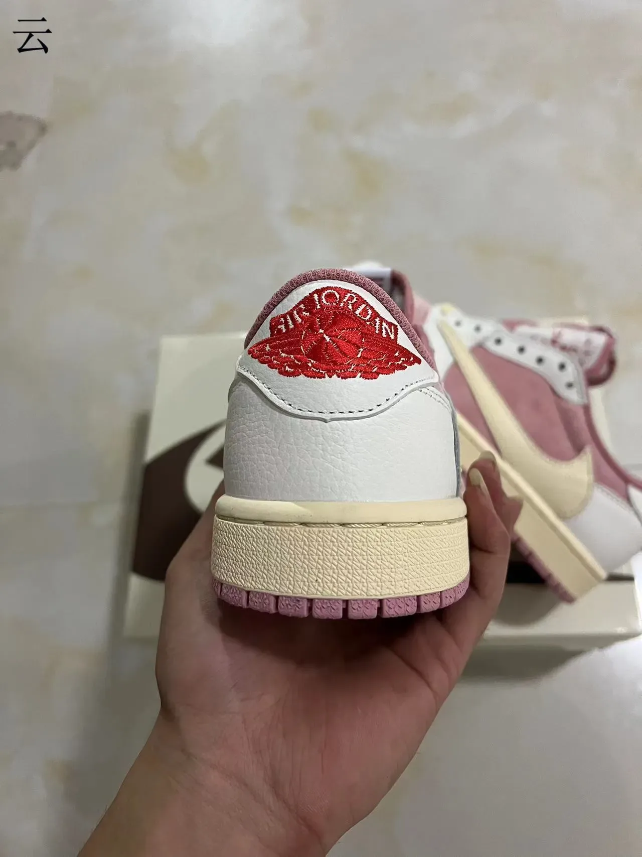 Nike Air Jordan 1 Low Pink and White Lifestyle Sneakers 9