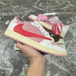 Nike Air Jordan 1 Low وردي أحمر أبيض حذاء أسلوب حياة