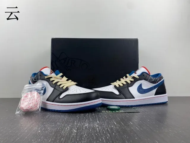 Nike Air Jordan 1 Low White Black Royal Blue 生活休闲鞋 13
