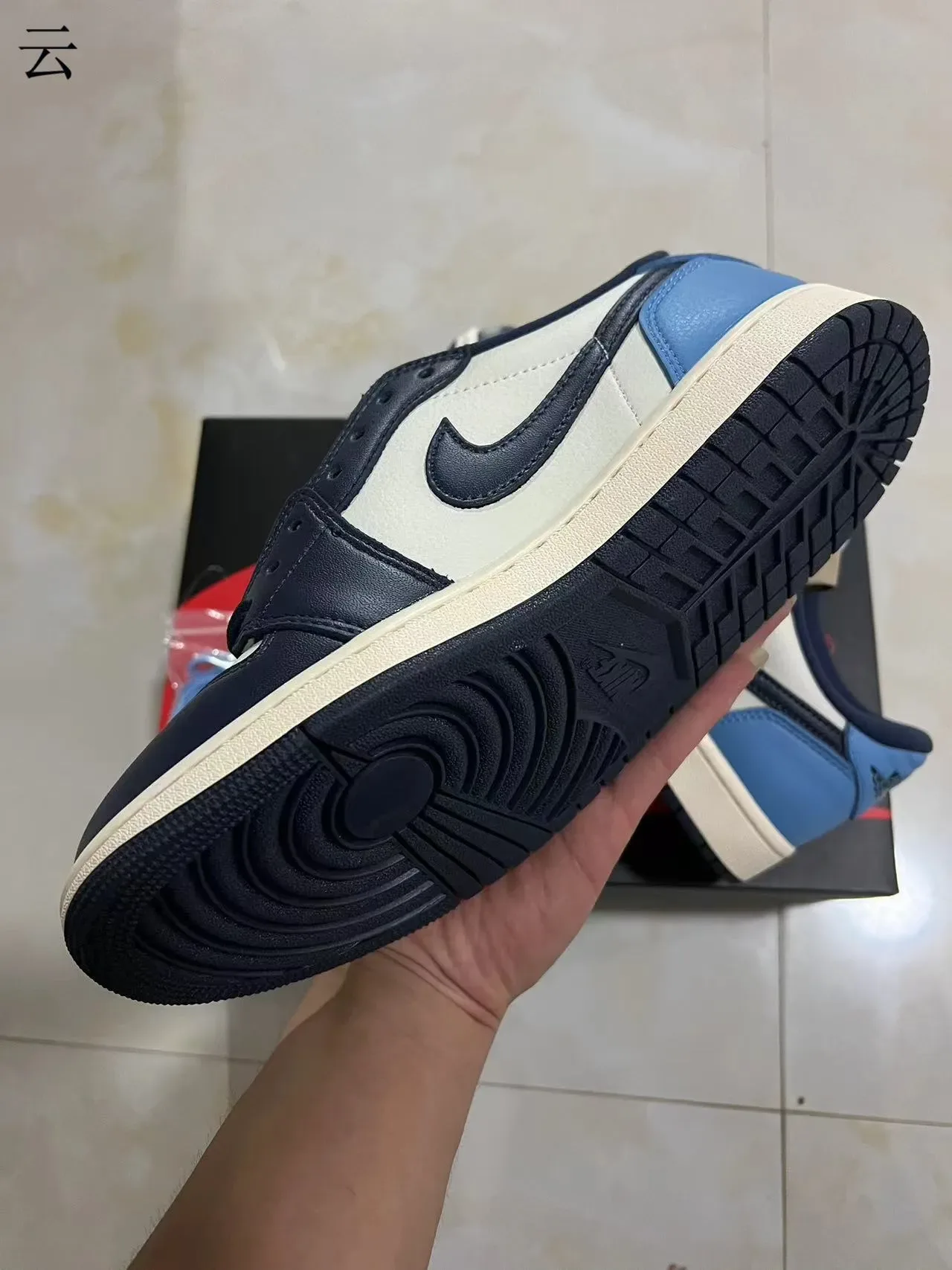 Nike Air Jordan 1 Low White Navy Blue Light Blue Lifestyle Sneakers 6
