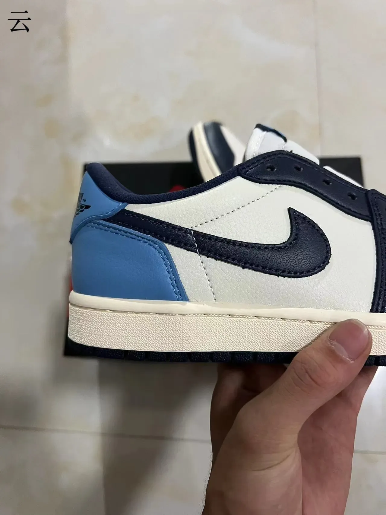 Nike Air Jordan 1 Low White Navy Blue Light Blue Lifestyle Sneakers 7