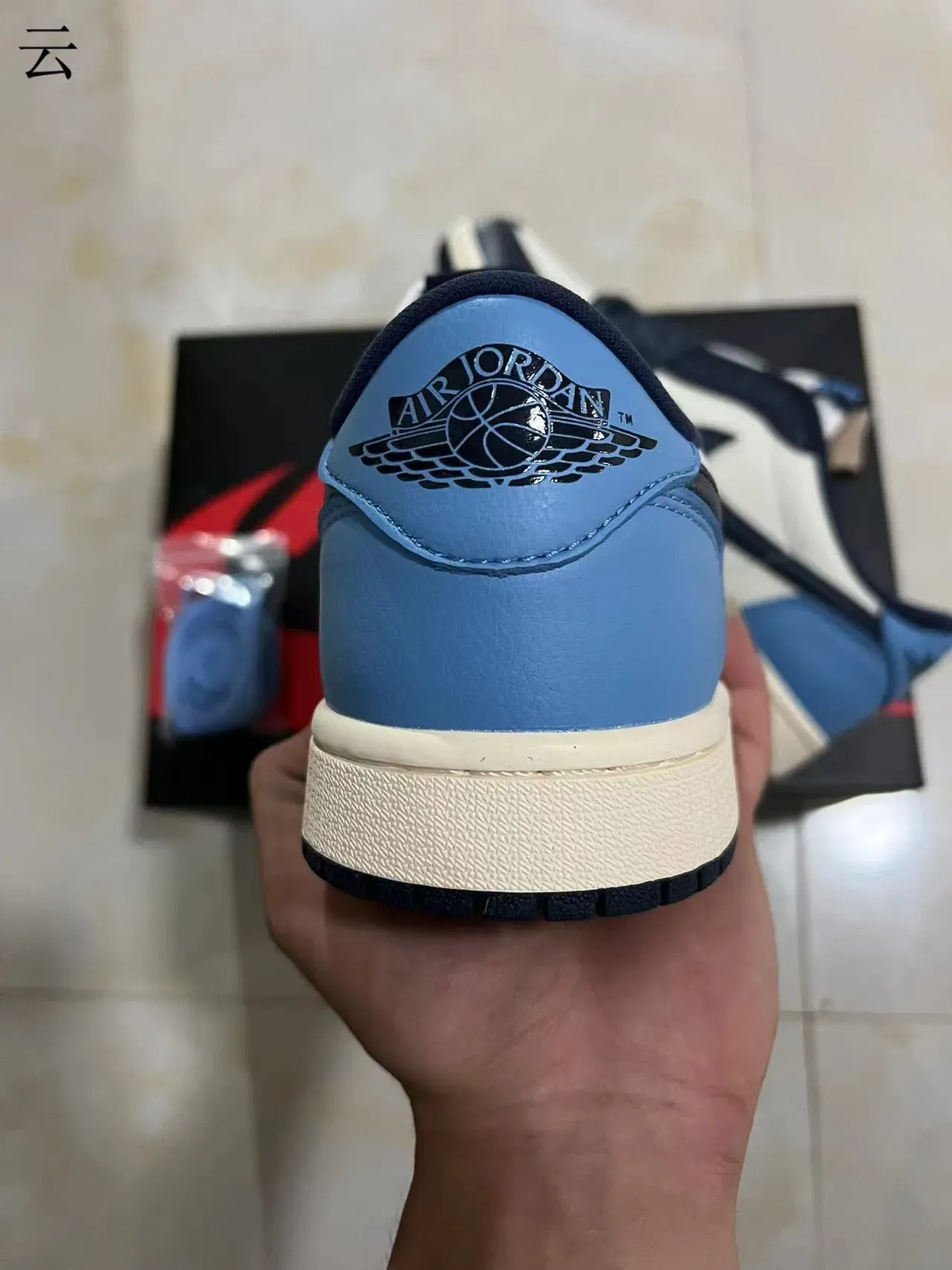 Nike Air Jordan 1 Low White Navy Blue Light Blue Lifestyle Sneakers 8