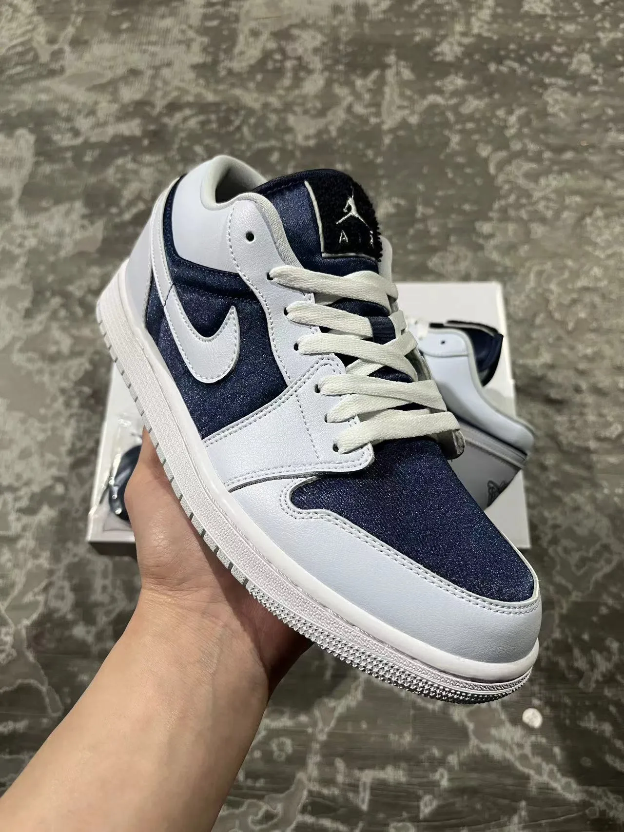 Nike Air Jordan 1 Low White Navy Lifestyle Sneakers 2