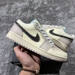 Nike Air Jordan 1 Low Off-White Beige Panel Tejido Zapatillas Lifestyle